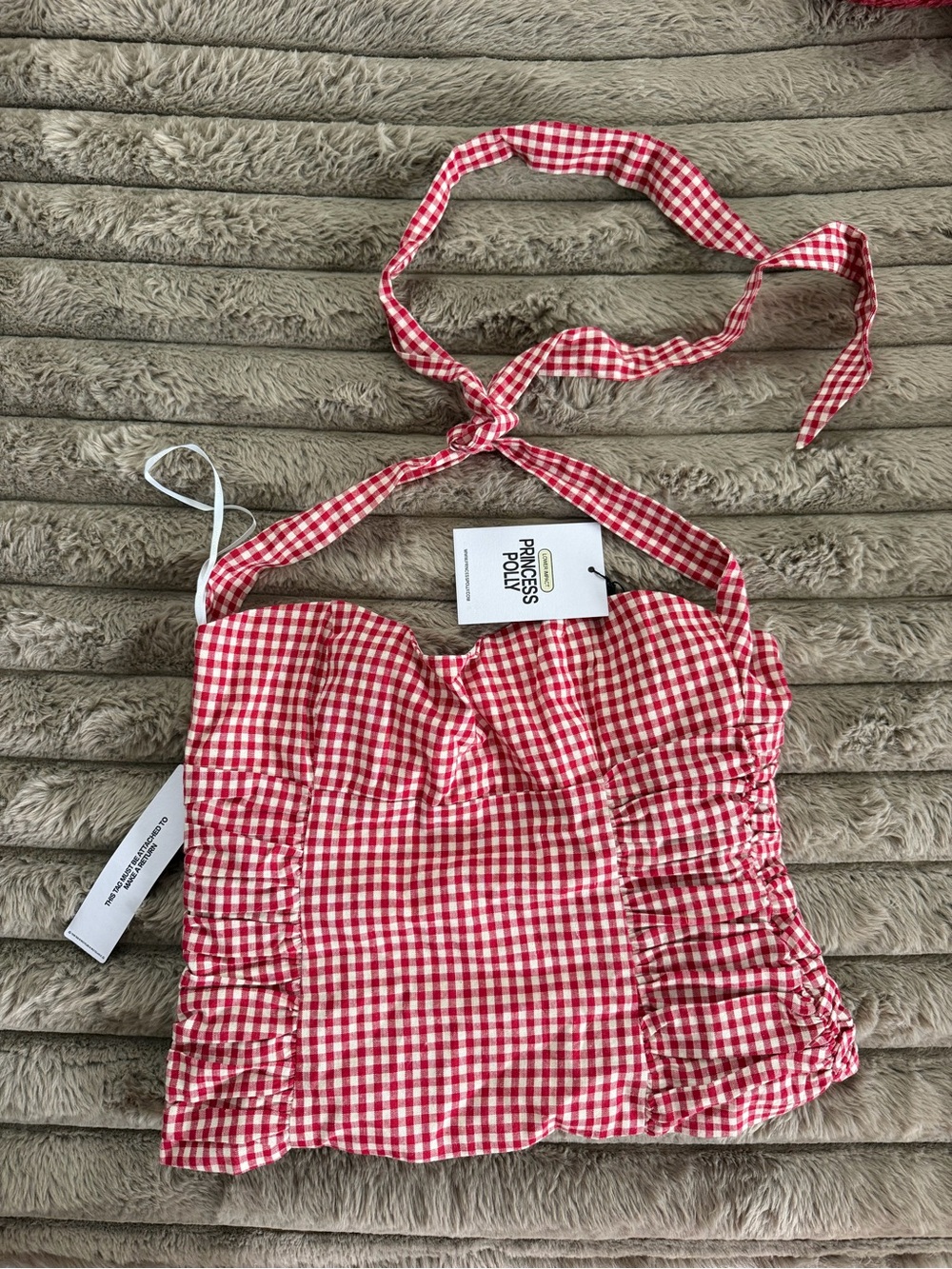 Princess Polly Red Gingham Halter Top